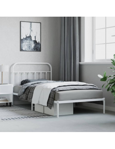 Giroletto con Testiera Metallo Bianco 100x200 cm