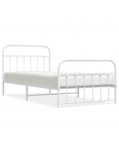 Giroletto con Testiera e Pediera Metallo Bianco 100x200 cm 2