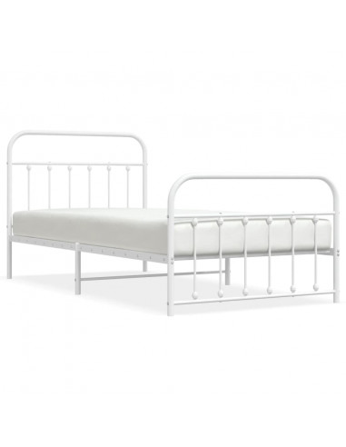 Giroletto con Testiera e Pediera Metallo Bianco 100x200 cm