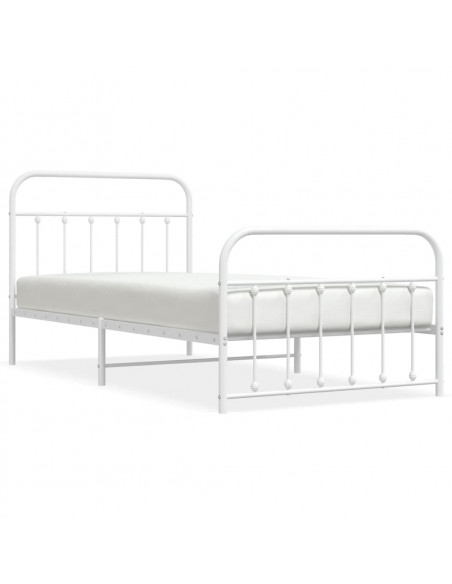 Giroletto con Testiera e Pediera Metallo Bianco 100x200 cm