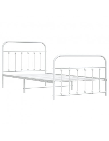 Giroletto con Testiera e Pediera Metallo Bianco 100x200 cm