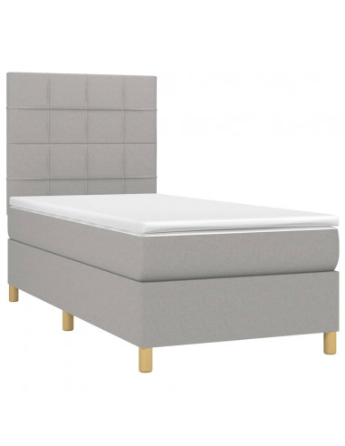 Letto a Molle Materasso e LED Grigio Chiaro 80x200 cm Tessuto