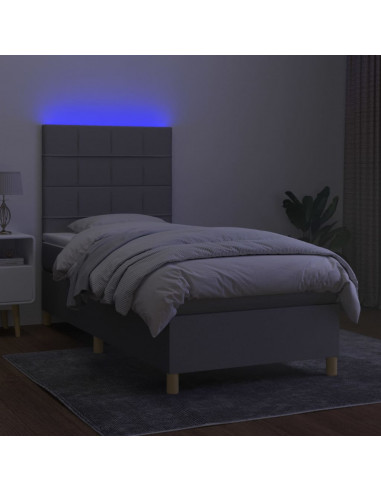 Letto a Molle Materasso e LED Grigio Chiaro 80x200 cm Tessuto