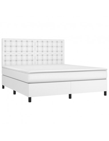 Giroletto Molle con Materasso e LED Bianco 180x200cm Similpelle