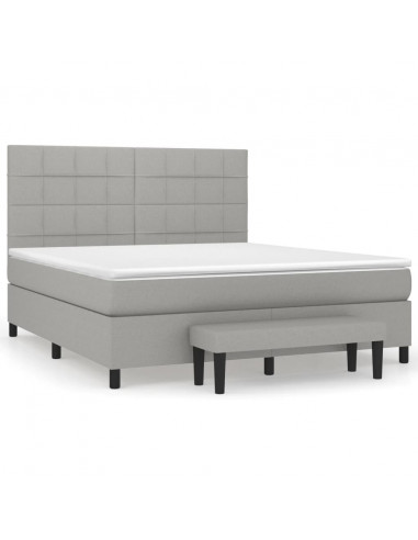 Giroletto a Molle con Materasso Grigio Chiaro180x200 cm Tessuto