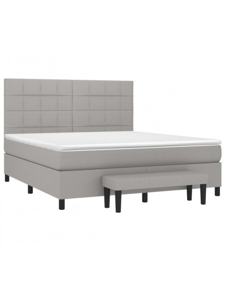 Giroletto a Molle con Materasso Grigio Chiaro180x200 cm Tessuto