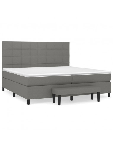 Giroletto a Molle con Materasso Grigio Scuro 200x200 cm Tessuto