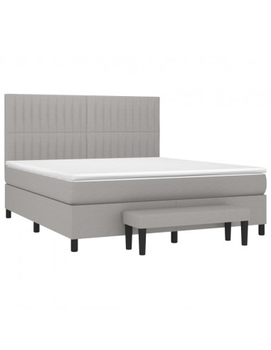 Giroletto a Molle con Materasso Grigio Chiaro180x200 cm Tessuto