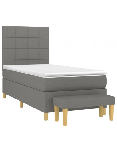 Giroletto a Molle con Materasso Grigio Scuro 100x200 cm Tessuto