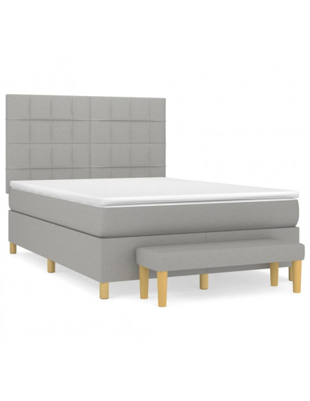 Giroletto a Molle con Materasso Grigio Chiaro 140x190cm Tessuto