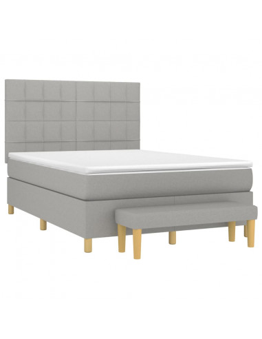 Giroletto a Molle con Materasso Grigio Chiaro 140x190cm Tessuto