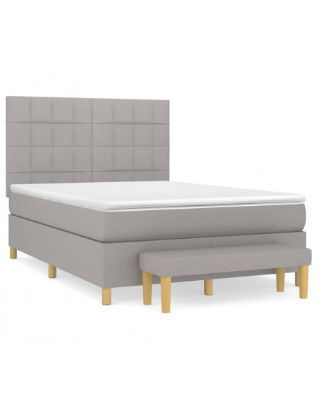 Giroletto a Molle con Materasso Grigio Chiaro 140x200cm Tessuto
