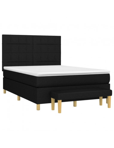 Giroletto a Molle con Materasso Nero 140x200 cm in Tessuto