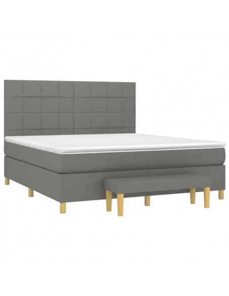 Giroletto a Molle con Materasso Grigio Scuro 160x200 cm Tessuto