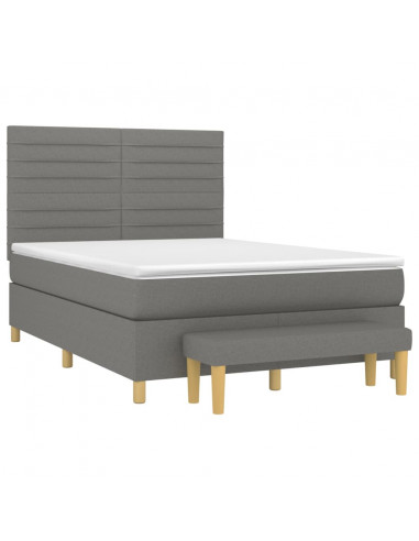 Giroletto a Molle con Materasso Grigio Scuro 140x200cm Tessuto