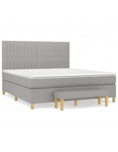 Giroletto a Molle con Materasso Grigio Chiaro180x200 cm Tessuto 2