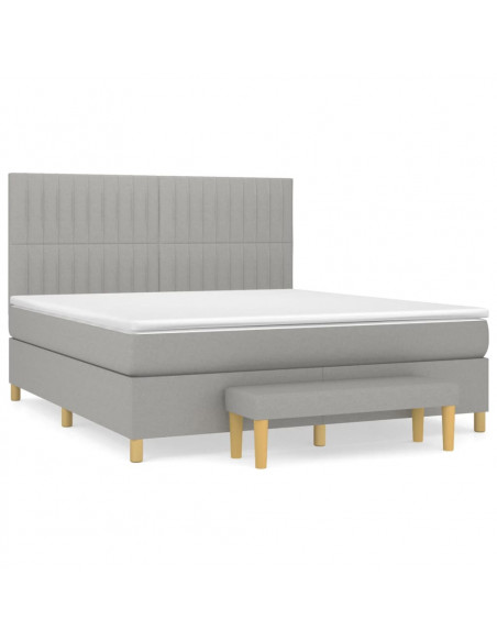 Giroletto a Molle con Materasso Grigio Chiaro180x200 cm Tessuto