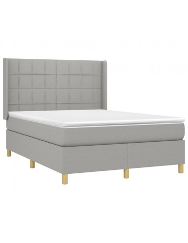 Letto a Molle Materasso e LED Grigio Chiaro 140x200 cm Tessuto