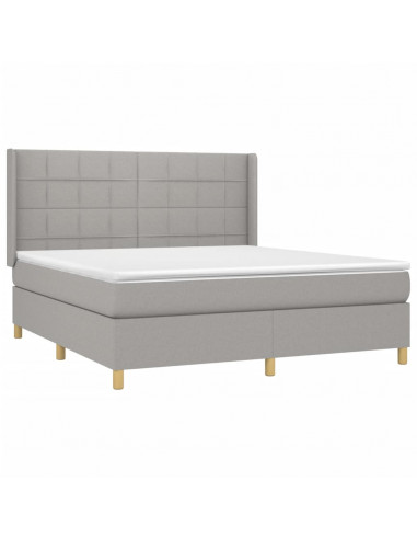 Letto a Molle Materasso e LED Grigio Chiaro 160x200 cm Tessuto