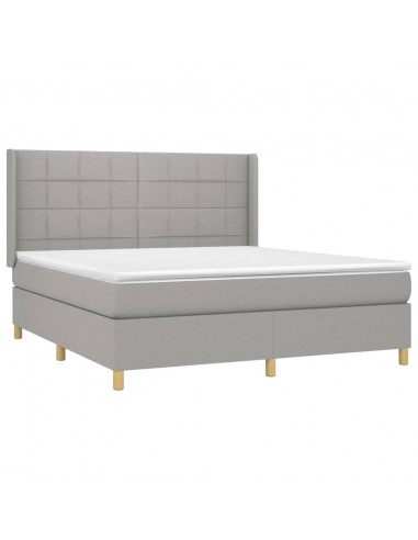 Letto a Molle Materasso e LED Grigio Chiaro 180x200 cm Tessuto