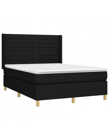Letto a Molle con Materasso e LED Nero 140x200 cm in Tessuto