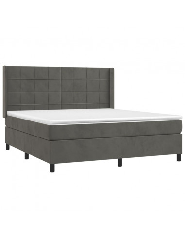 Letto a Molle con Materasso e LED Grigio Scuro 180x200 cm
