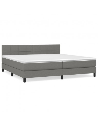 Giroletto a Molle con Materasso Grigio Scuro 200x200 cm Tessuto