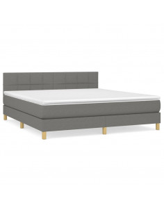 Giroletto a Molle con Materasso Grigio Scuro 160x200 cm Tessuto 2