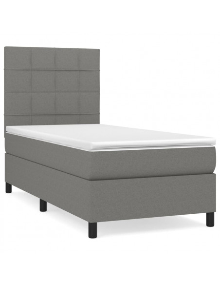 Giroletto a Molle con Materasso Grigio Scuro 80x200 cm Tessuto