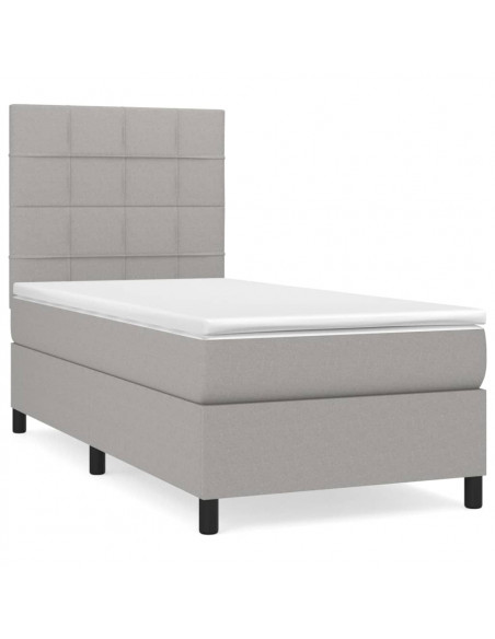 Giroletto a Molle con Materasso Grigio Chiaro 80x200 cm Tessuto