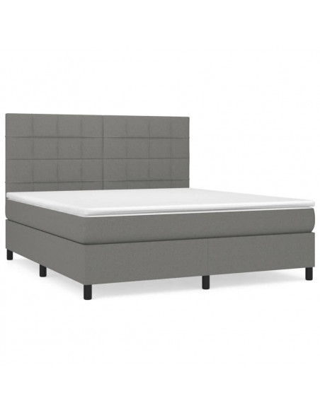 Giroletto a Molle con Materasso Grigio Scuro 180x200 cm Tessuto