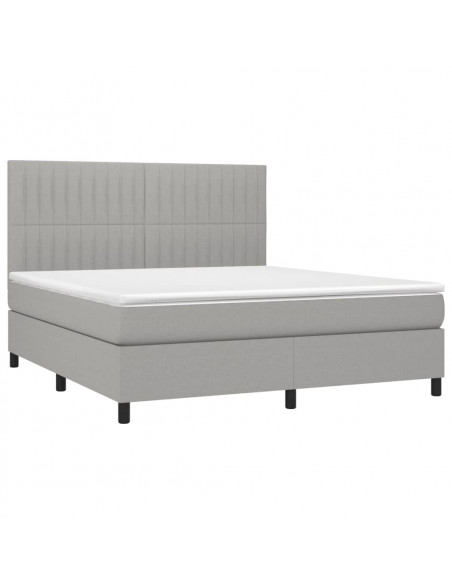 Giroletto a Molle con Materasso Grigio Chiaro180x200 cm Tessuto