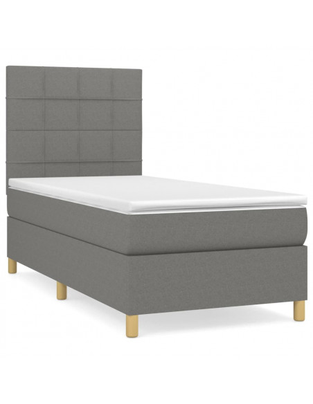 Giroletto a Molle con Materasso Grigio Scuro 90x190 cm Tessuto