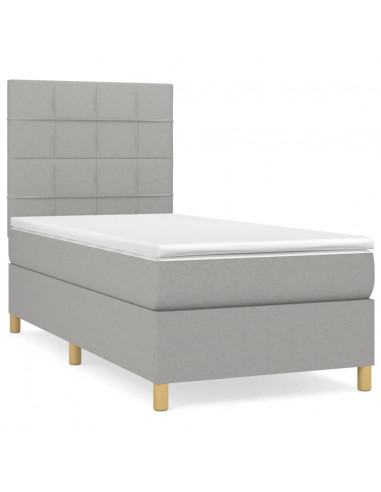 Giroletto a Molle con Materasso Grigio Chiaro 90x200 cm Tessuto