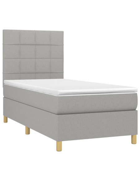 Giroletto a Molle con Materasso Grigio Chiaro 90x200 cm Tessuto