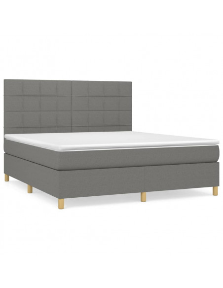 Giroletto a Molle con Materasso Grigio Scuro 160x200 cm Tessuto