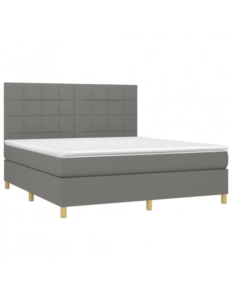 Giroletto a Molle con Materasso Grigio Scuro 160x200 cm Tessuto