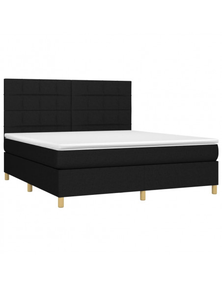 Giroletto a Molle con Materasso Nero 160x200 cm in Tessuto