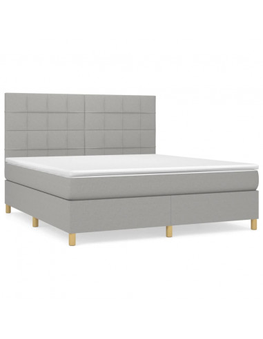 Giroletto a Molle con Materasso Grigio Chiaro180x200 cm Tessuto