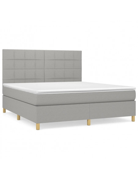 Giroletto a Molle con Materasso Grigio Chiaro180x200 cm Tessuto