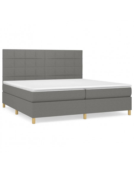 Giroletto a Molle con Materasso Grigio Scuro 200x200 cm Tessuto