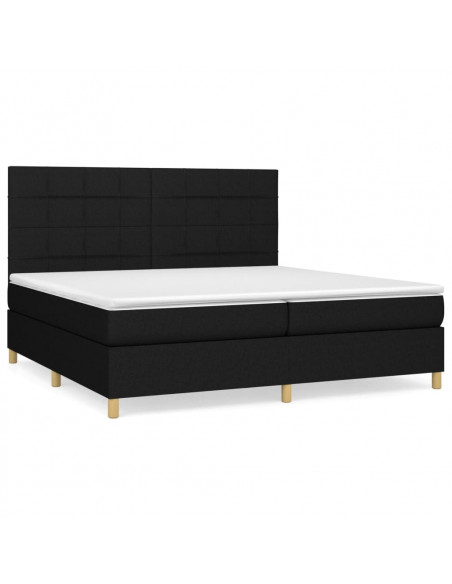 Giroletto a Molle con Materasso Nero 200x200 cm in Tessuto