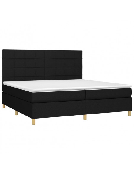 Giroletto a Molle con Materasso Nero 200x200 cm in Tessuto