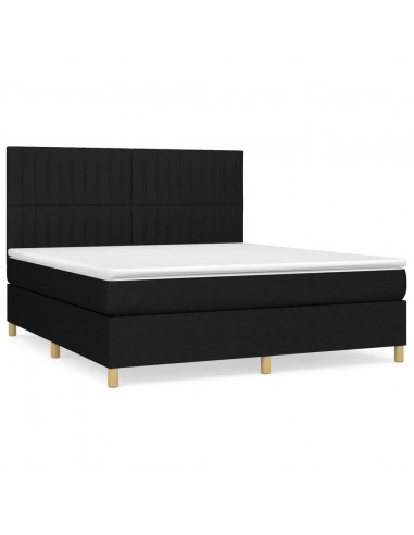 Giroletto a Molle con Materasso Nero 180x200 cm in Tessuto