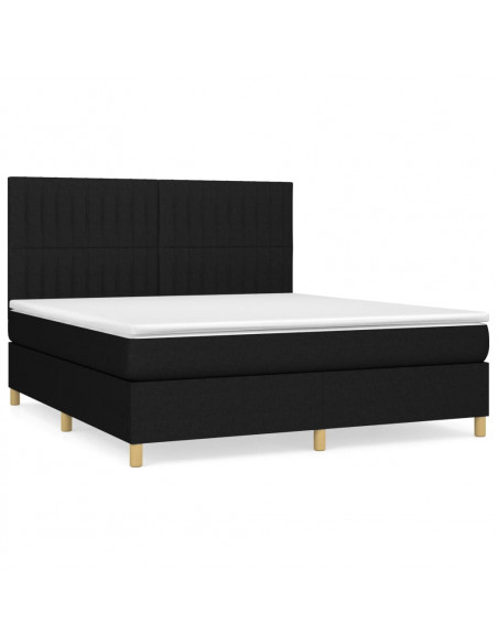 Giroletto a Molle con Materasso Nero 180x200 cm in Tessuto