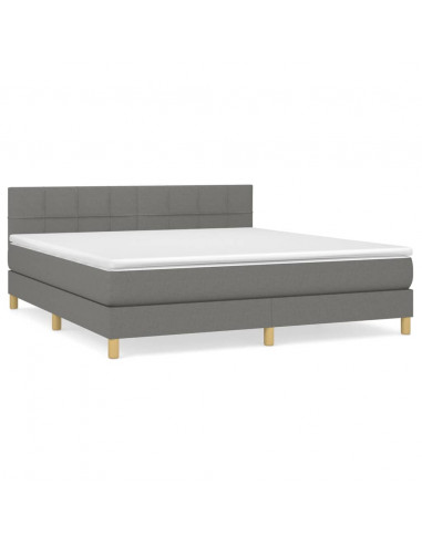 Giroletto a Molle con Materasso Grigio Scuro 180x200 cm Tessuto