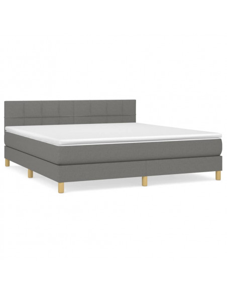 Giroletto a Molle con Materasso Grigio Scuro 180x200 cm Tessuto