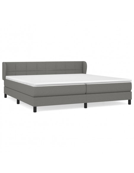 Giroletto a Molle con Materasso Grigio Scuro 200x200 cm Tessuto