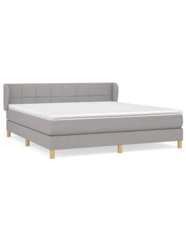 Giroletto a Molle con Materasso Grigio Chiaro160x200 cm Tessuto