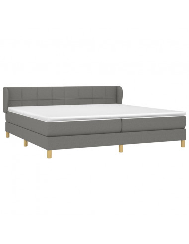 Giroletto a Molle con Materasso Grigio Scuro 200x200 cm Tessuto